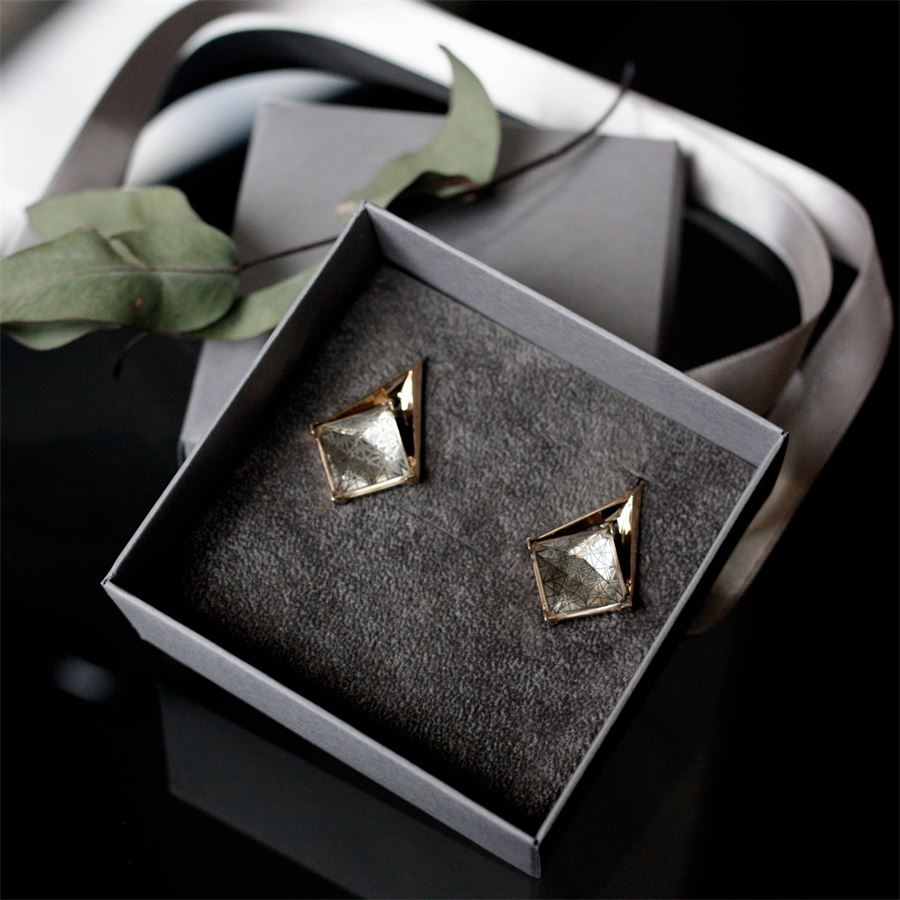 'Entropia' earrings with grid ENTROPIA | OR S CDR-LASBRO GRI
